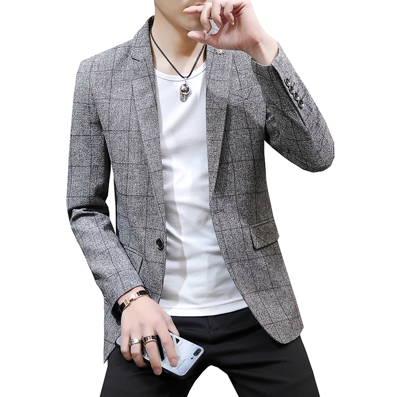 Explosive Formal Casual Plaid New Comfortable Suit Slim Casual Single Suit Trend Fashion Four Seasons Formal Coat Men