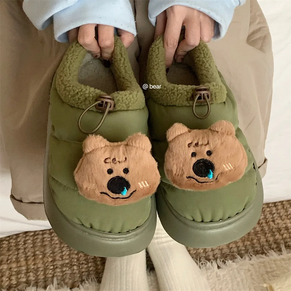 Women Slippers Casual Home Shoes For Men And Women Instagram Trendy Fun Bear Couple Soft Soled Cotton Indoor Household Slippers