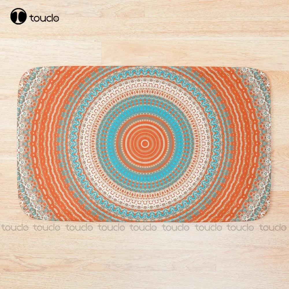 Coral Turquoise Mandala Design Bath Mat Bathroom Rugs Mat For Tub