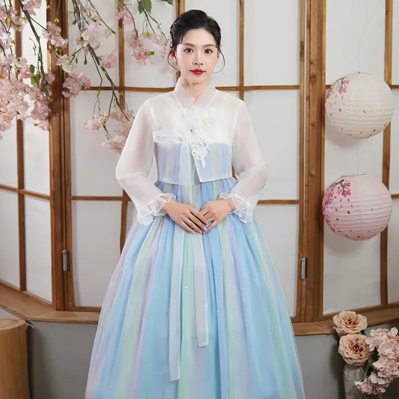 2023 Hanbok Style Dress Korean Traditional Costume Hanbok Photography Clothing Vintage Festival Suit Women Retro Dance Hanbok