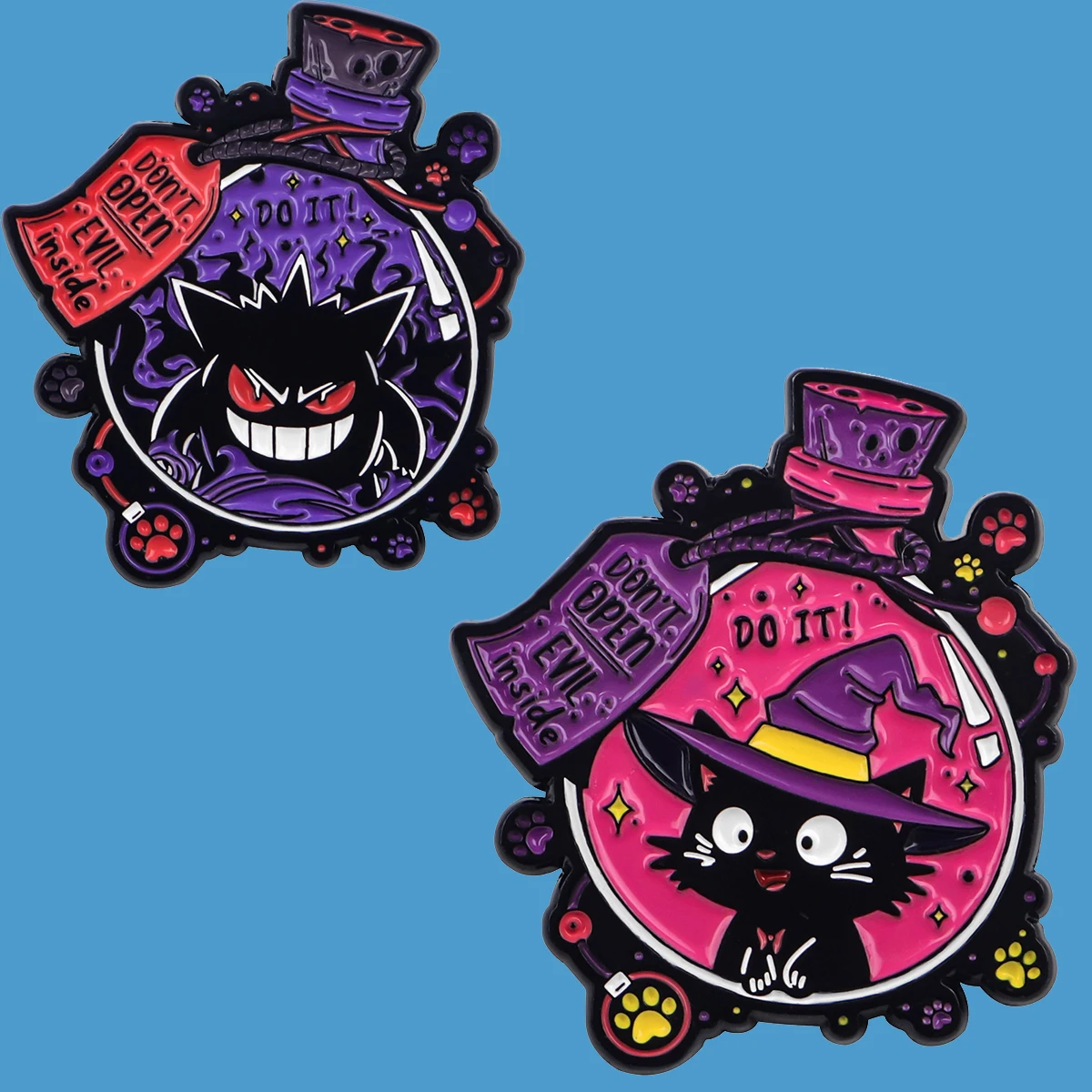 Anime Bottle Gengar Enamel Pins Cute Cartoon Brooch Clothes Backpack Lapel Badges Fashion Cosplay Accessories Friends Gifts