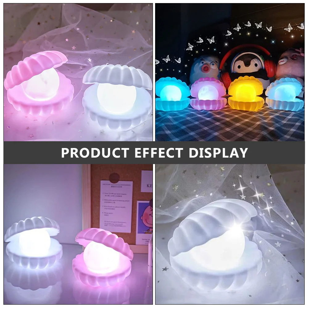 2 قطعة تصميم قذيفة مصباح الليل المدمجة فريدة من نوعها منضدية الزينة لفترة طويلة استخدام مصباح الليل سطح المكتب زخرفة منضدية الزينة