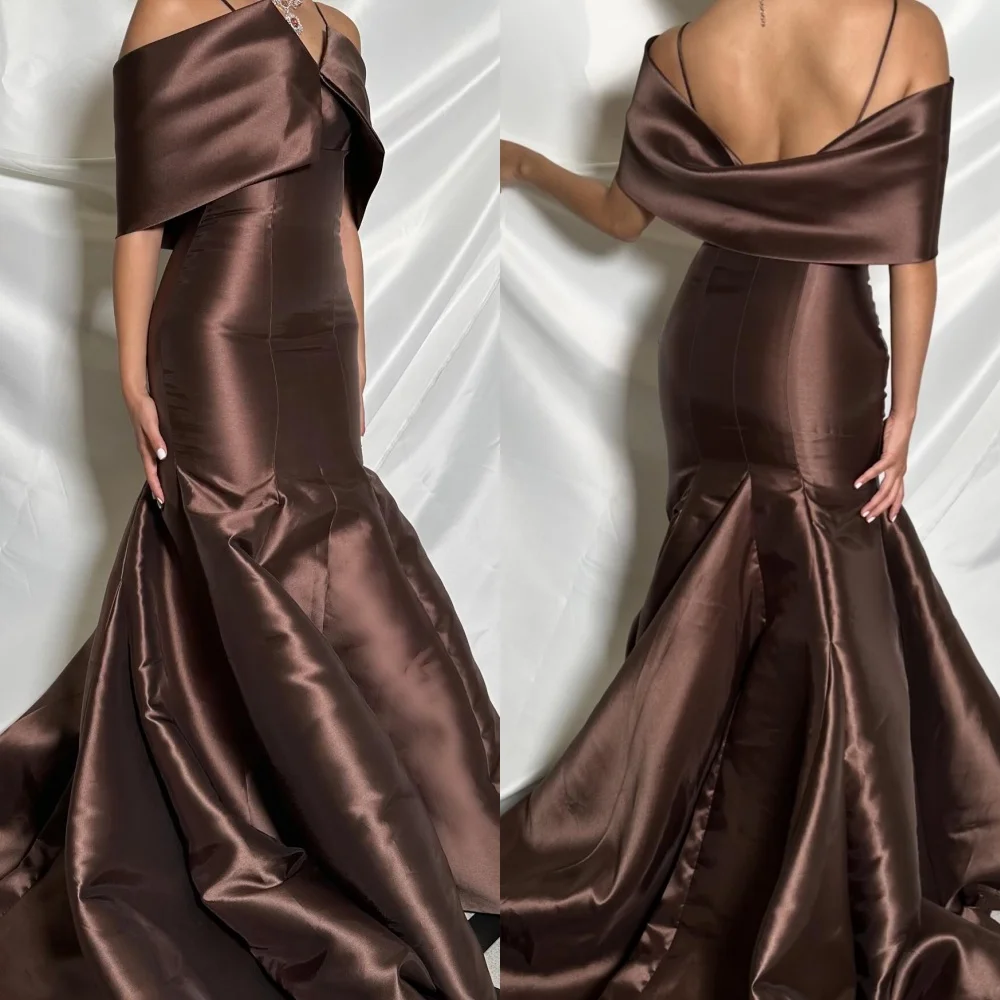 Customized Sexy Pleat Trumpet Off-the-shoulder Long Dresses Bespoke Occasion Dresses Sparkle Elegant