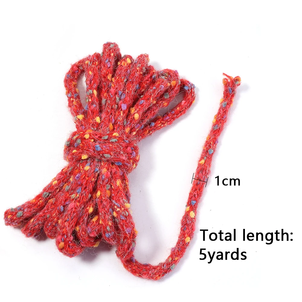 5Yards 10mm Round Braided Cords Colorful Handmade Polka Dot Knitted Wool Rope For DIY Jewelry Making Bracelets Necklace Supplies