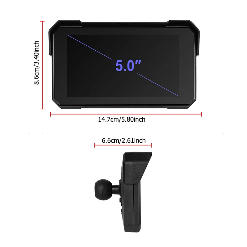 5 ''IPS شاشة دراجة نارية Carplay أندرويد السيارات المحمولة مشغل ذكي IP68 مقاوم للماء بلوتوث كشف ضغط الإطارات