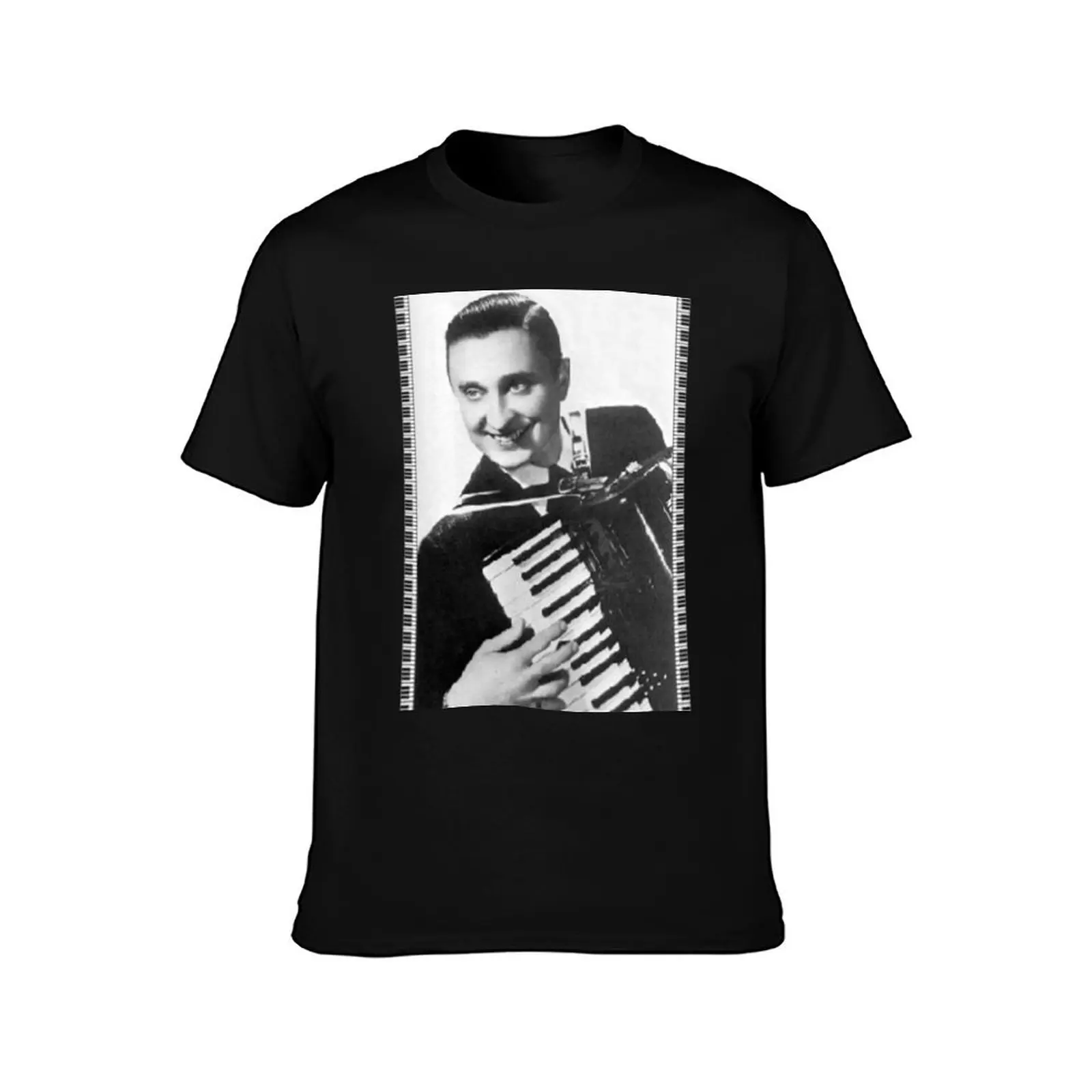 Frankie Yankovic with accordion B&W T-Shirt Lightweight Print T-Shirt