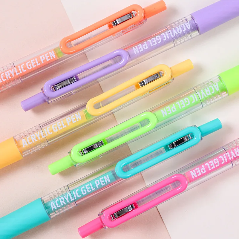 6color Press Hand account pen for large capacity tudent Diary Scrapbook Painting DIY Gel Pen Set Study Markers Art Supplies