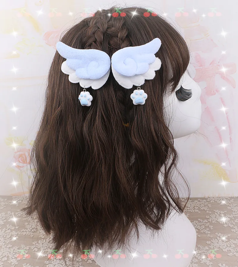 Cool Cute Girl's Hair Decor Hairpin Original Furry Double-layer Wings Cat's Claw Pendant  Y2K Accessories Hair Clip 1 Pair