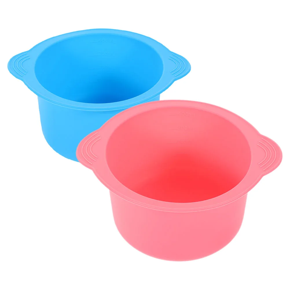 

2 Pcs Beauty Mixing Bowl 400ml Silicone Wax Warmer Hair Removal Pot Easy Demolding High Temp Resistant Spa Accessories