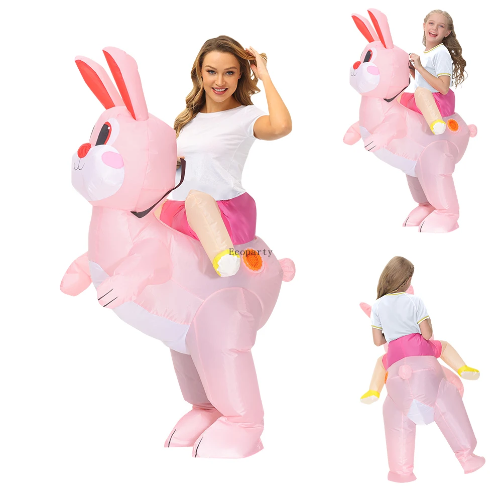 부활절 토끼 광대 성인 어린이 풍선 코스튬 재미 있고 귀여운 토끼 코스프레 세트, 공연 축제 카니발 파티 의류