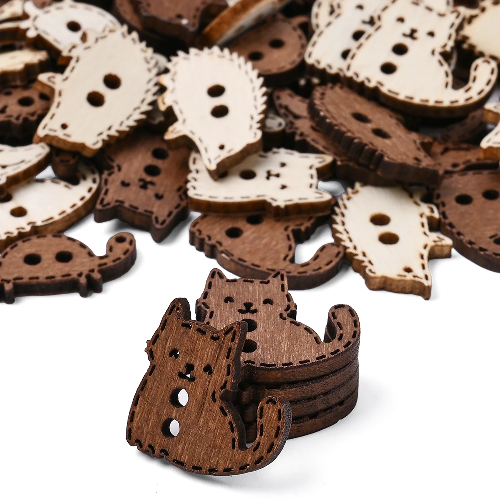 20Pcs 20x19mm Wooden Mixed Animal Shape Buttons for DIY Sewing Craft  Clothing Accessory Scrapbooking  Jewelry Maki