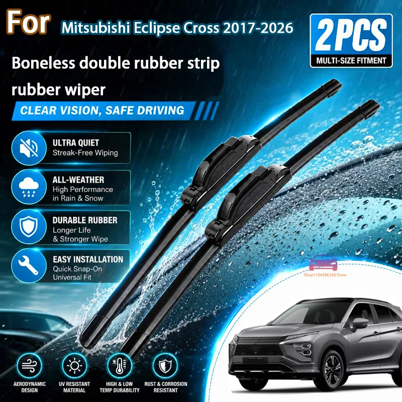 

Front Hybrid Wiper Blades For Mitsubishi Eclipse Cross 2017-2026 Windshield Windscreen Window Brushes 24"+20" Modification parts