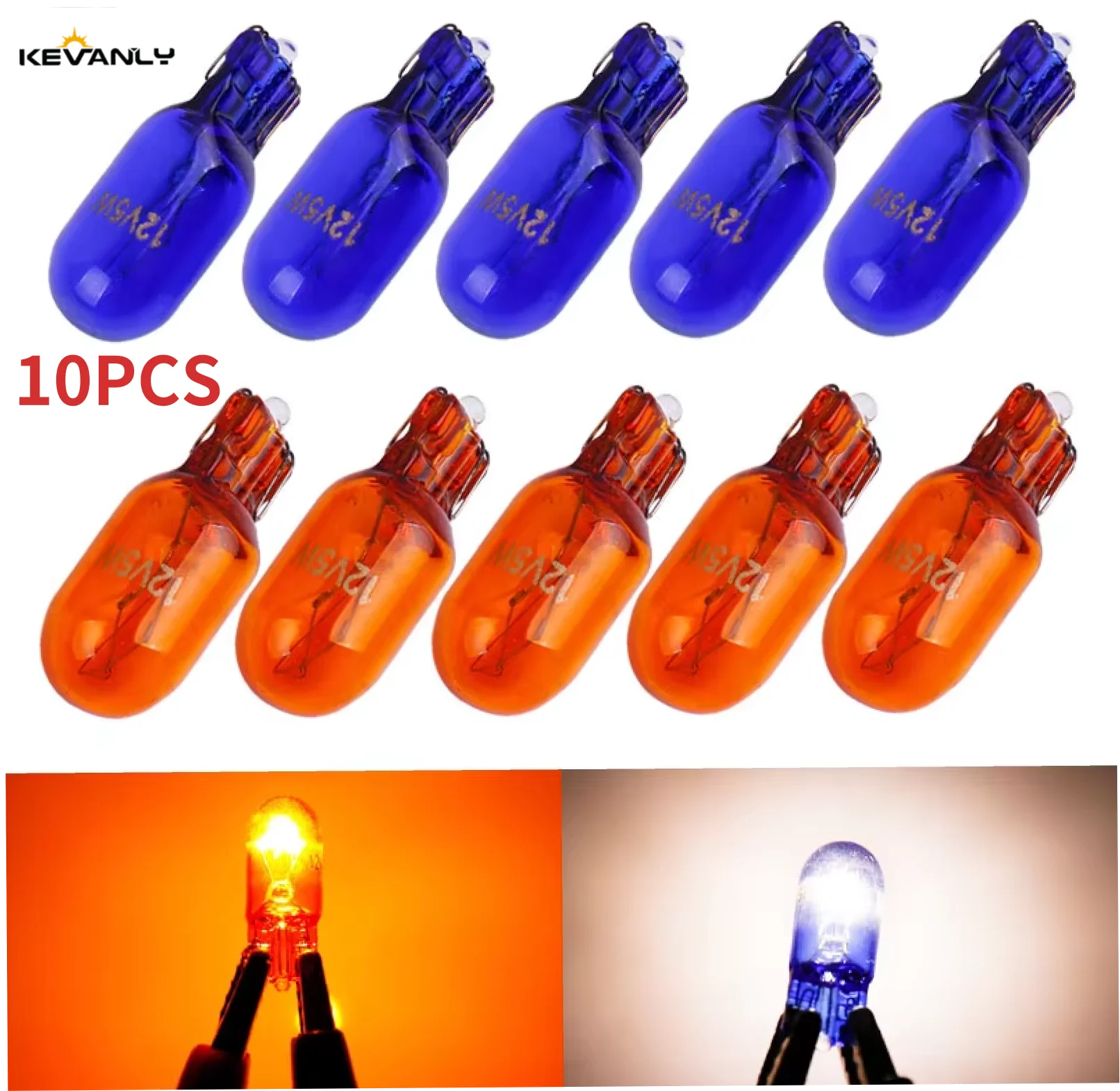 

10pcs T10 501 W5W Sidelight Bulbs Xenon Upgrade New Natural Glass Amber Halogen Bulb 12V 5W Turn Side License Plate Car Light