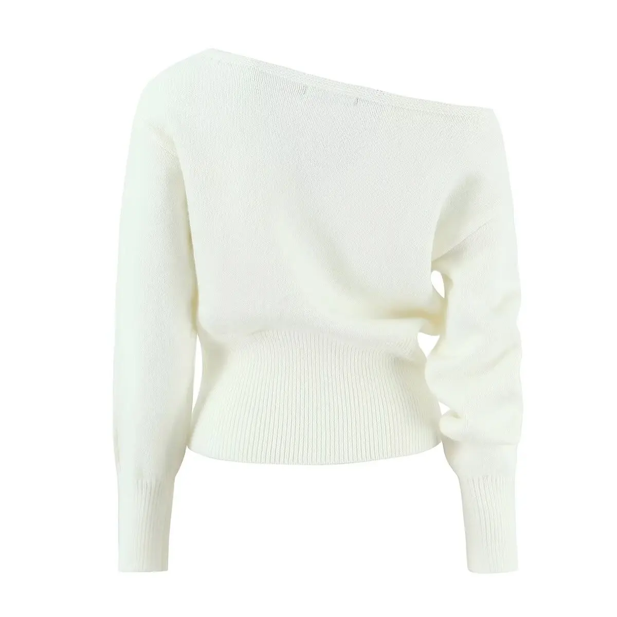 Faionable oulder-baring maglione lavorato a maglia JNLEAOG donna autunno nuovo design Sle sensuale slim fit fibra di poliestere lungo Sve