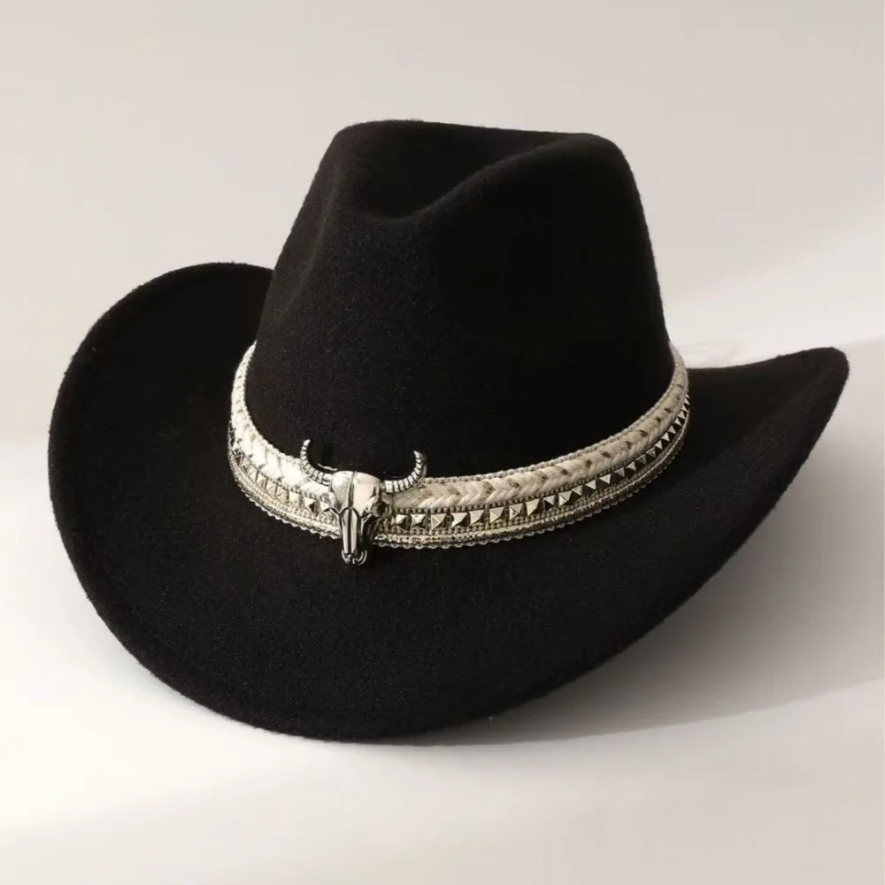 Gorra de vaquero occidental de ala ancha, sombrero de caballero con protección solar transpirable de lana, sombrero tibetano ligero de estilo étnico para concierto