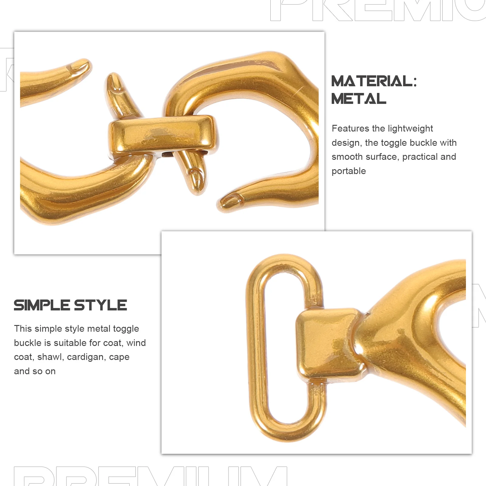 Metal Toggle Buckle Lightweight Durable Coat Closure Clip For Cardigan Cape Shawl Wind Coat Sweater Poncho Clothing Accessories