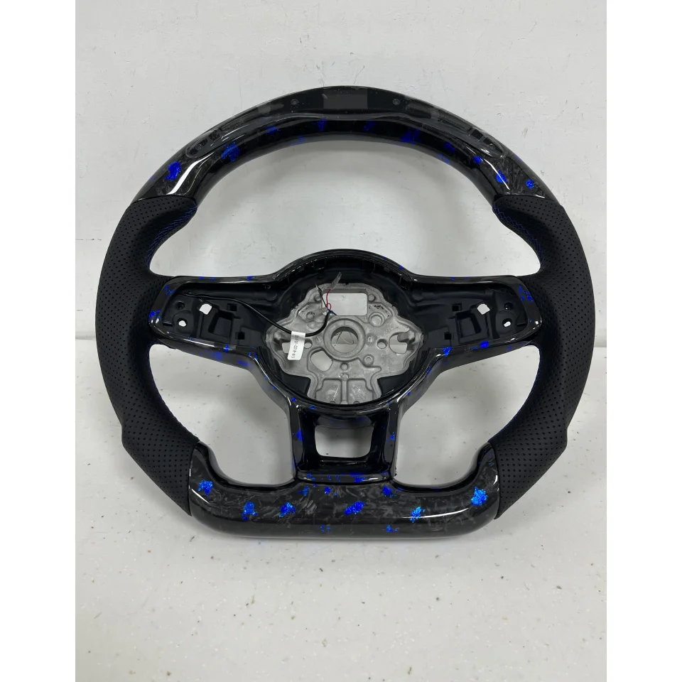 for VW Golf7 Customized Forged Carbon Fiber Steering Wheel for VW ODM OEM Acceptable Blue Red Foil