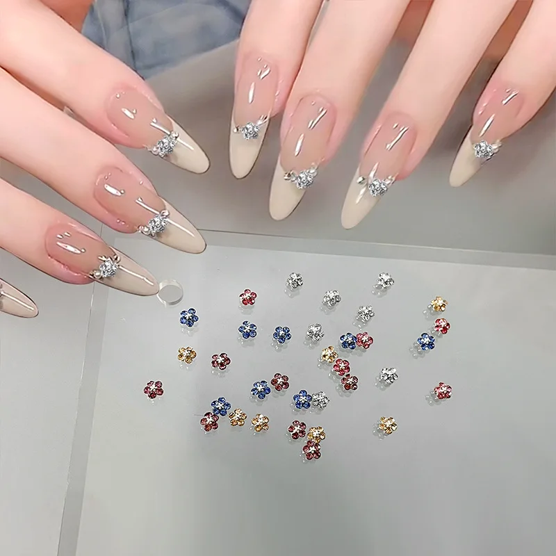 10Pcs Mini 3.5x3.5mm Mini Flower Shaped Alloy Charms For Nails 5 Colors Nail Art Metal Accessories DIY Nail Jewelry - Image 4