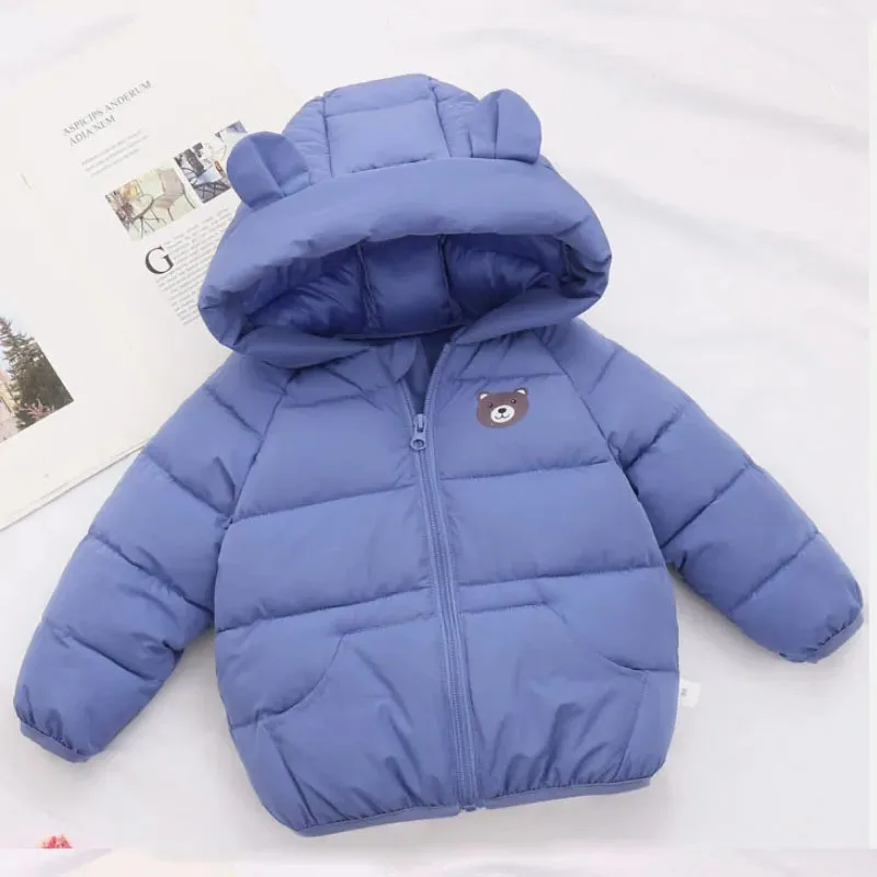 Giacca calda con cappuccio invernale ragazzi ragazze cartone animato piccolo orso stampa 0-7 anni versione coreana sport moda casual abbigliamento