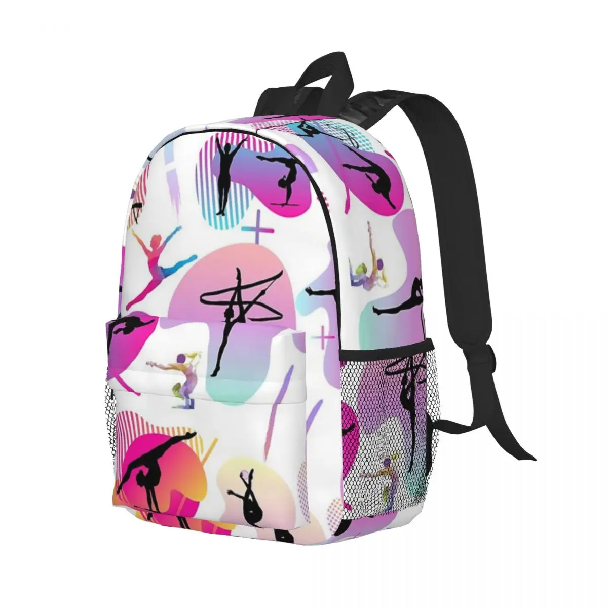 Gymnastics Print For Girls Boys Large Capacity Student Backpack Lightweight waterproof Backpack 15inch