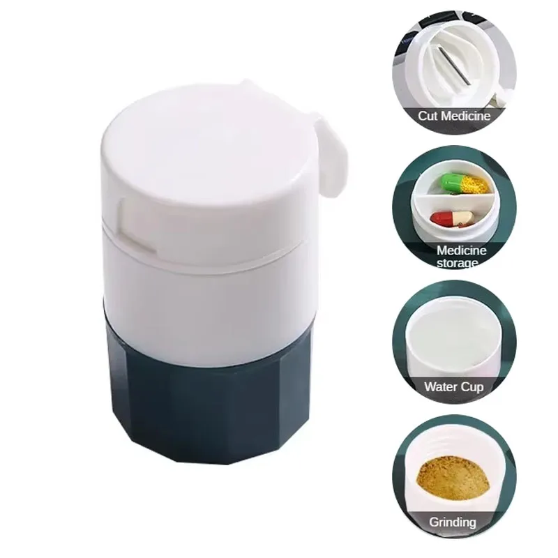 متعددة الوظائف 4In1 المحمولة 4 طبقة مسحوق اللوحي طاحونة قاطعة حبوب الدواء صندوق الفاصل تخزين كسارة السفر حبة
