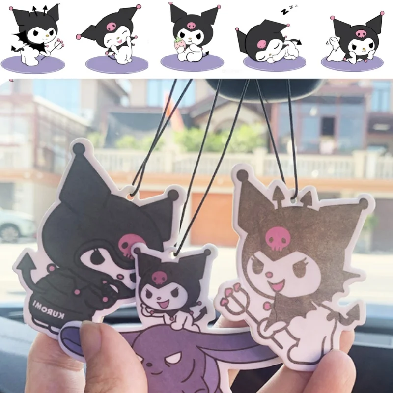 

Kawaii Sanrio Car Air Freshener Natural Scented Paper Auto Hanging Kuromi Melody Shape Ornaments Stay Fragrance Tablets