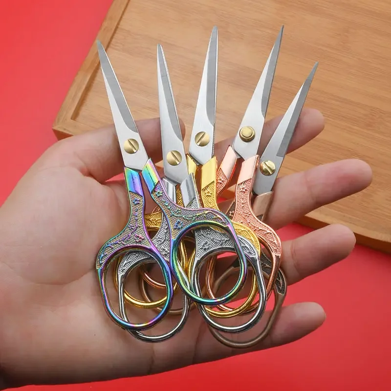 Vintage Exquisite Plum Blossom Scissors Stainless Steel Thread End Scissors Household Portable Small Scissors