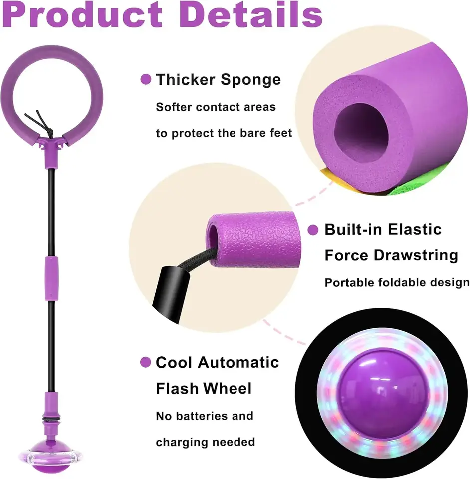 Glowing Jump Rope - Foldable & Portable Skipping Rope for Family Outdoor Sports, Nighttime Fun and Force Reaction Training - 3