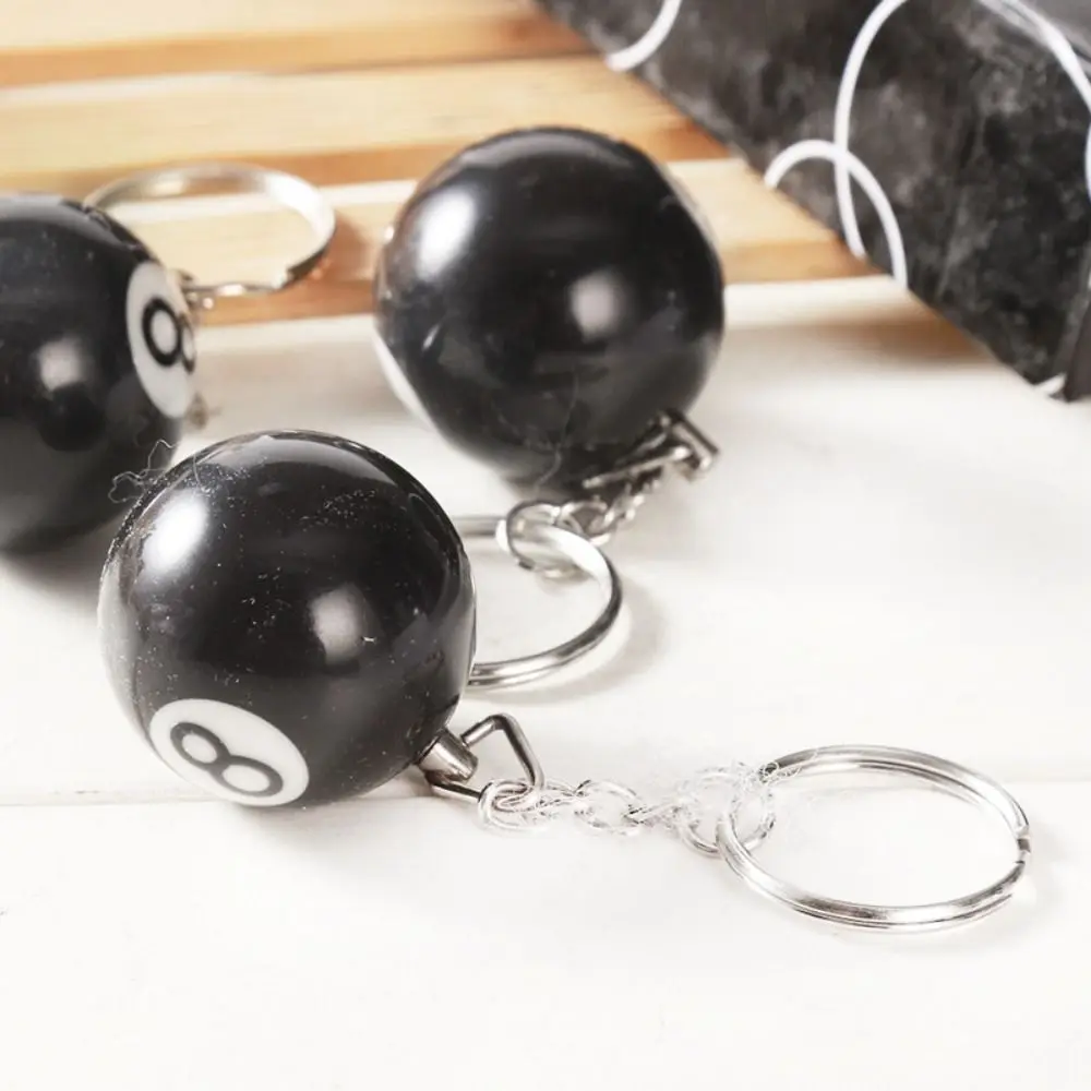 Creative Fashion Billiard Pool Keychains Round Ball Key Ring Lucky Black NO.8 Key Chains Resin Ball Jewelry Gift