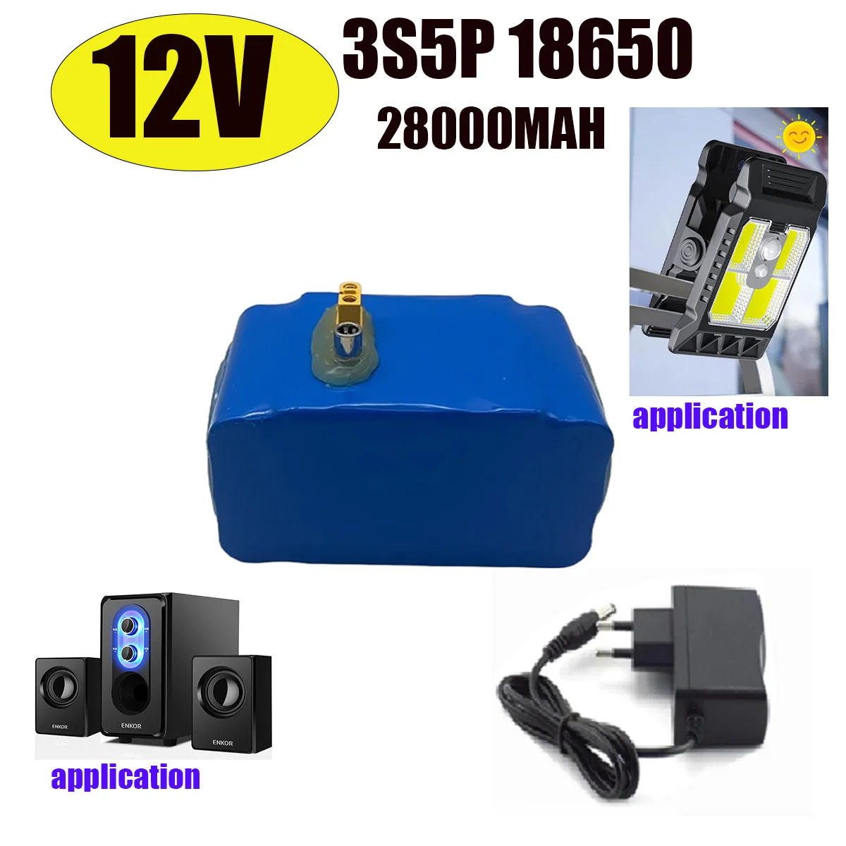 

12V 3S5P 28Ah 18650 Li-ion Battery Pack Rechargeable for RC Airplane Drone Quadrotor ConnectorLED lighting MP3 player CC-TV