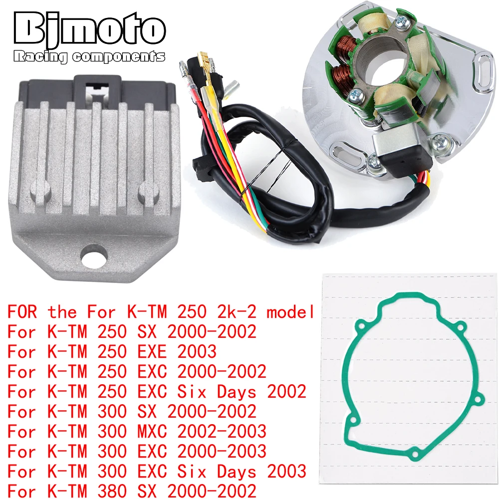 

Engine Stator Coil+Voltage Regulator rectifier For K-TM 250 2k-2 model 250 300 380 SX EXE EXC Six Days 2000-2003 With Gasket