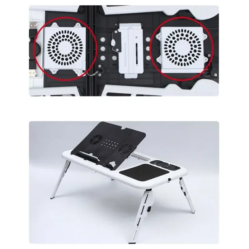 Folding Laptop Desk Adjustable Computer Table Stand Foldable Table Cooling Fan Tray For Bed Sofa Notebook