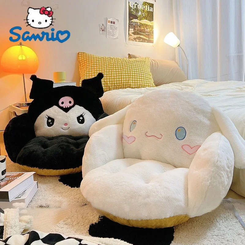 

Sanrio Cartoon Melody Winter Plush Half Surrounded Black Kuromi Cushion Backrest Office Slip Chair Soft Fart Pad Toys Xmas Gifts