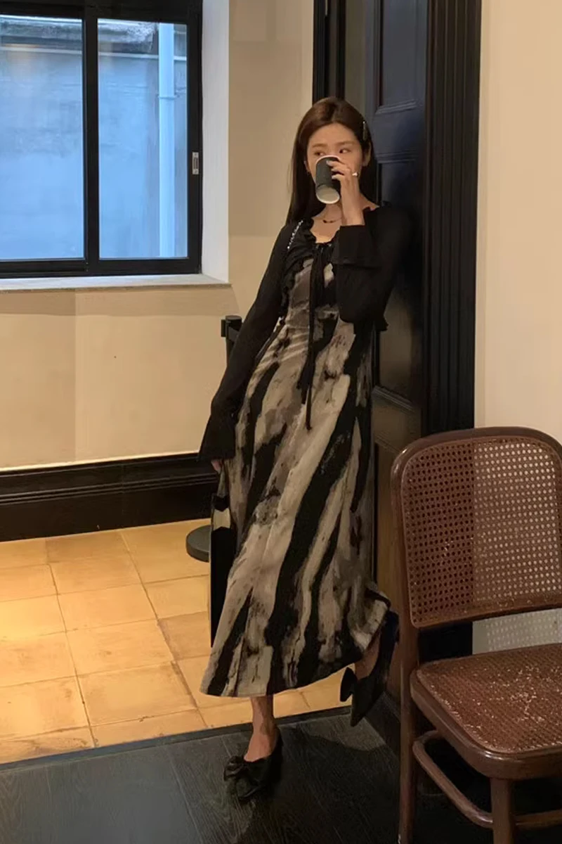 

Женский длинный све или солнцезащитный кардиган, пальто + национальный комплект с бретелями Dr, осень 2023, модный ансамбль