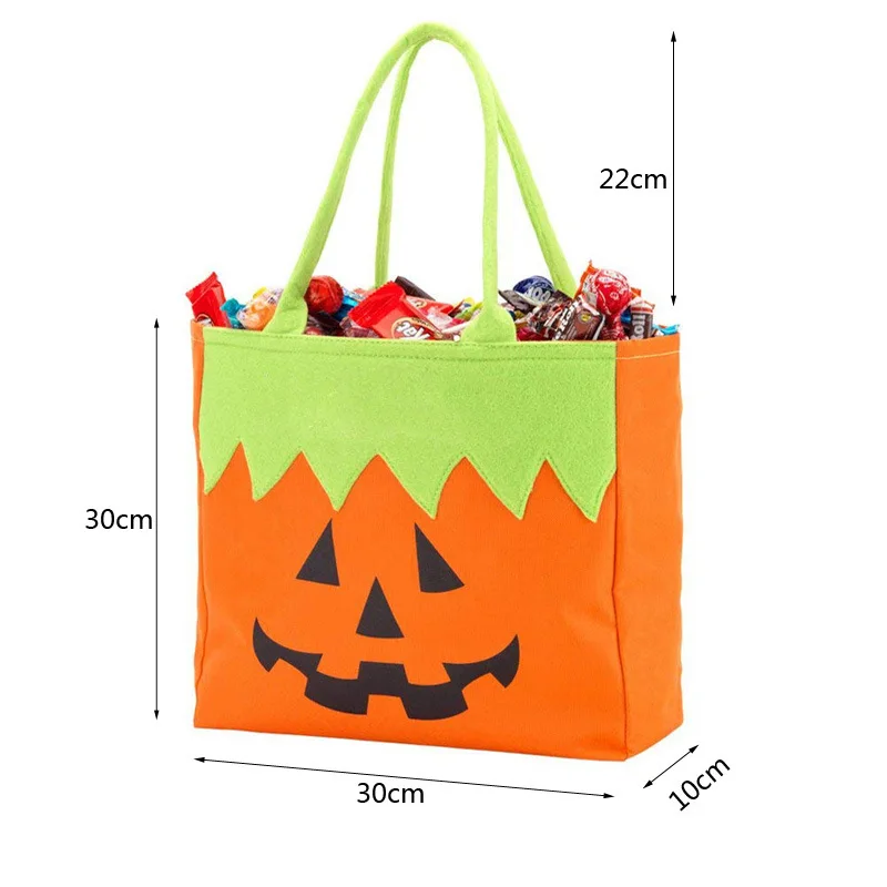 Personalised Embroidery Halloween Trick or Treat Bag Halloween Pumpkin Bags Custom Name Candy Bags Party Goody Tote Bag Gift Bag