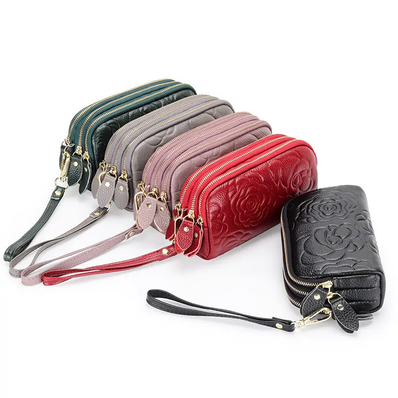 

Сумка-клатч из натуральной кожи, вмещающий сменный мобильный телефон, большой вместительный женский многослойный маленький кошелек-клатч из воловьей кожи