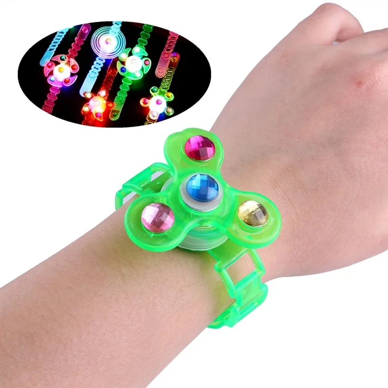 1PCs Children Luminous Wrist Band Manual Rotating Soft Flash Gyro Bracelet for Kids LED Cartoon Lights Glow In The Dark Toys New