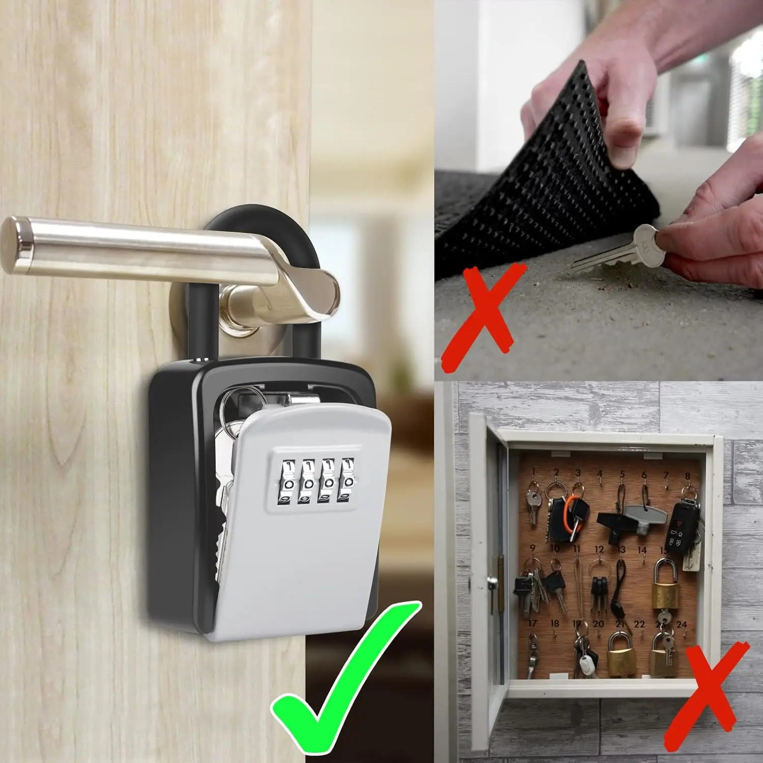 Key Safe, [Weatherproof] Portable Lock Box for Keys Outdoor with Removable Shackle, Hangable Combination Key Lock Box for Home