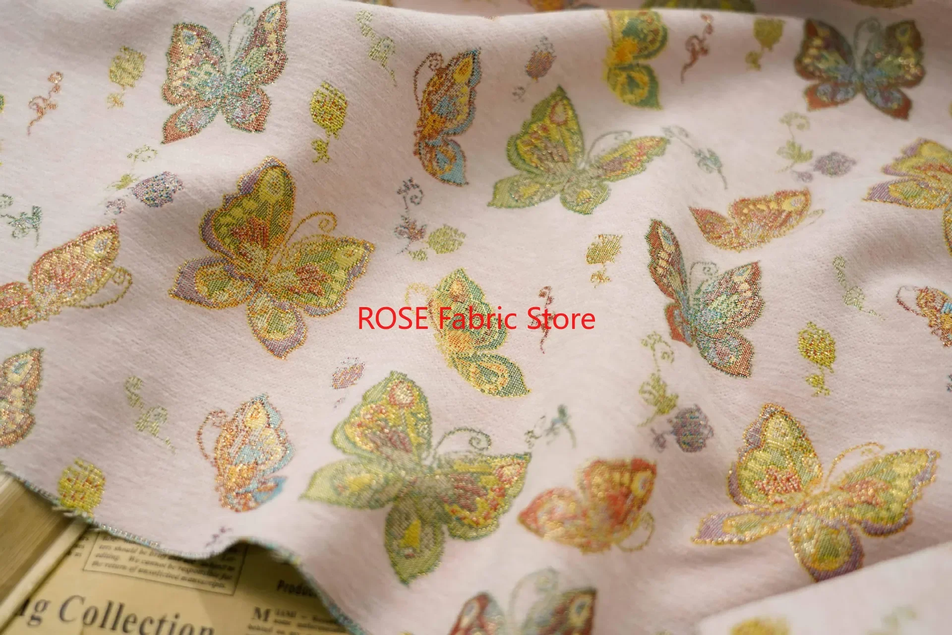1 Meter Multi-color Butterfly Jacquard Fabric Thick Dress Chenille Coat Curtain Decorative Sewing Fabric