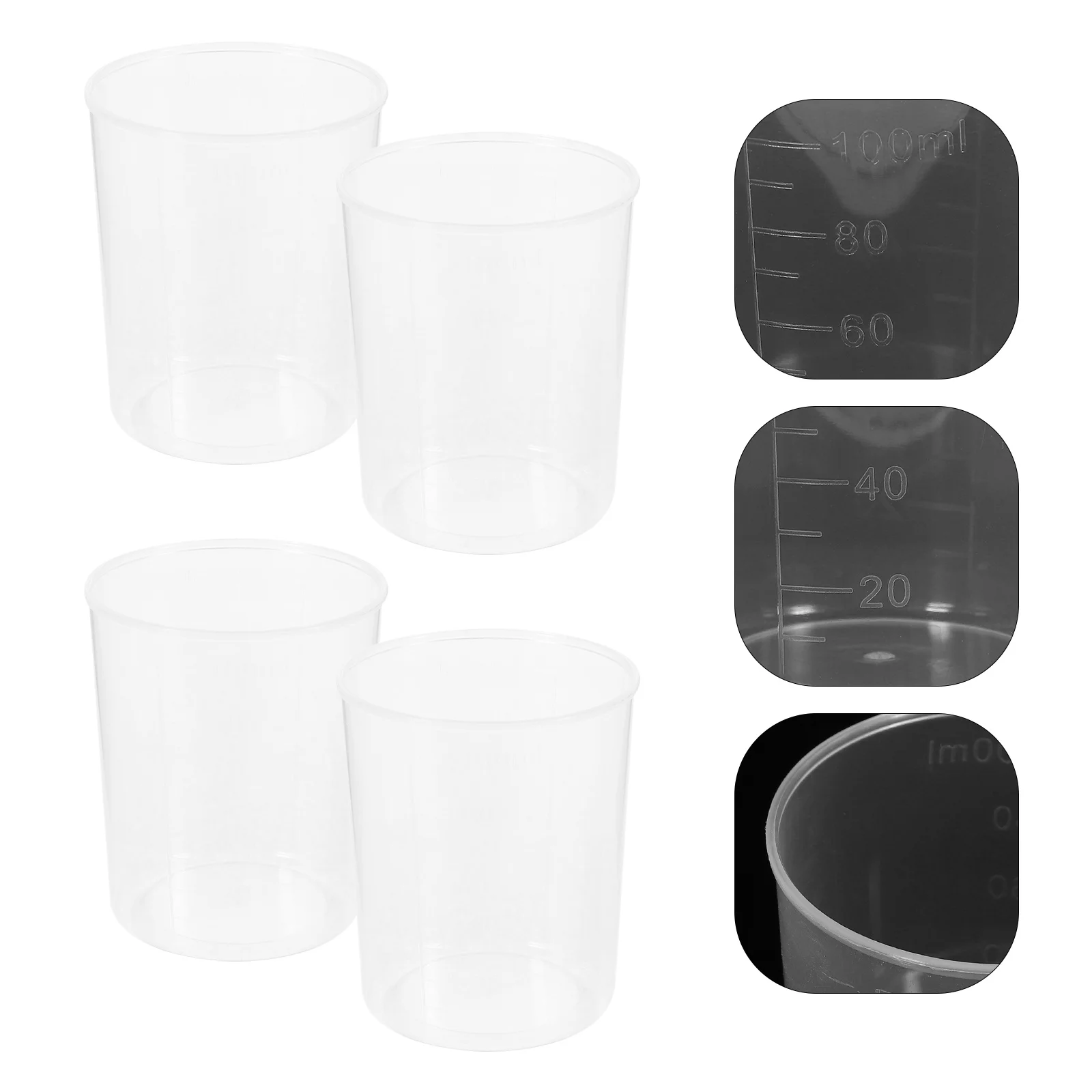 

30Pcs Plastic Graduated Measuring Beakers Clear Liquid Measuring Tools Laboratory Cups Accurate Scale Heat Resistant Experiment