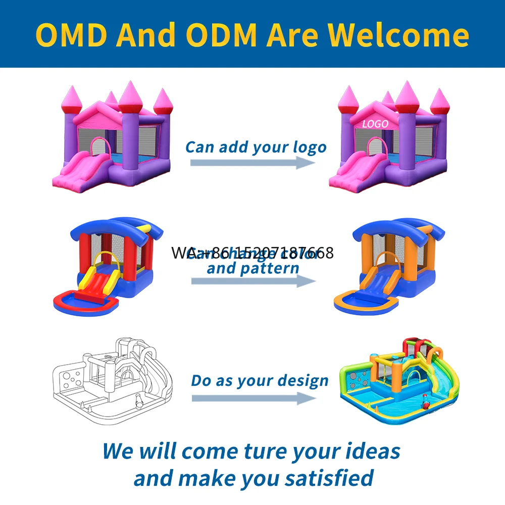 야외 결혼식 및 파티용 대형 에어바운스, 슬라이드 포함 화이트 풍선 놀이터 (290x270x225cm, 3인용)