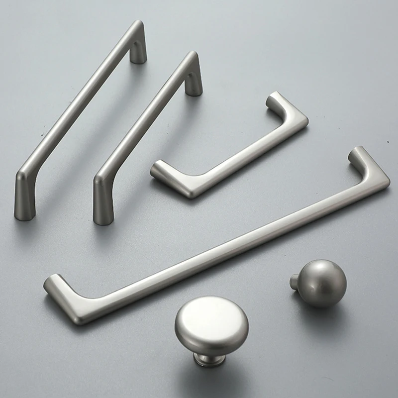 Silver Kitchen Cabinet Storage Handles 96-320mm Dressers Cupboard Closet Wardrobe Door Drawer Knobs Furniture Hardware Pulls