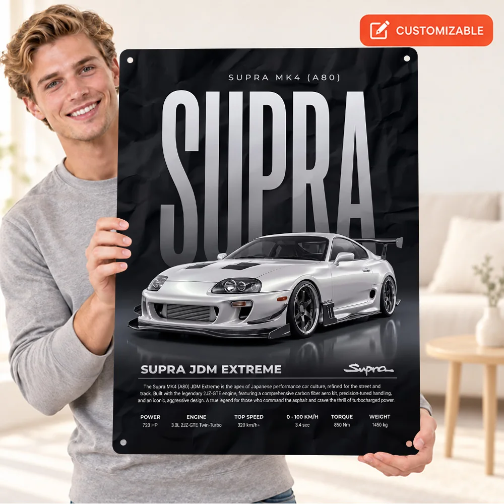 Japanese White MK4 Extreme Car Aluminum Poster Customized Metal Sign Technical Graphic Design Wall Art For Study Collector Gift