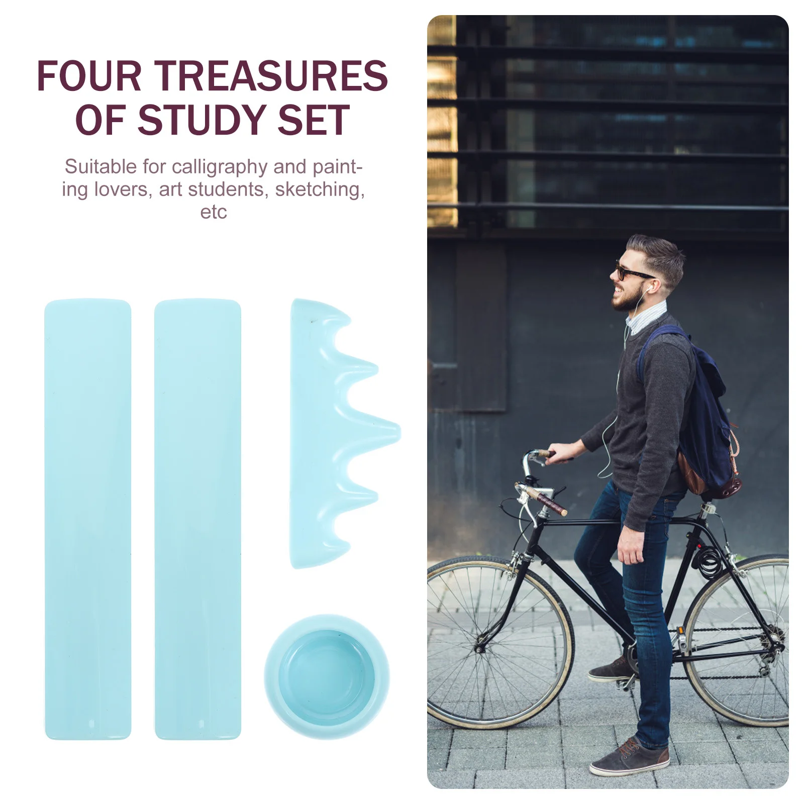 4 قطعة الخط البلاستيك ثقالة الورق مجموعة أرفف القلم الثقيلة الصلبة حامل سطح المكتب للدراسة مكتب الصينية أربعة الكنوز الفن