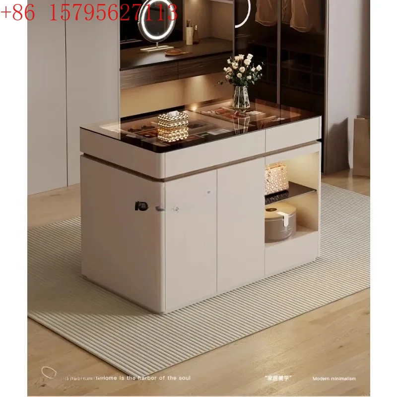 

A Cloakroom, mid-island cabinet, jewelry display cabinet, bedroom, light luxury, high-end storage, chest cabinet integrated