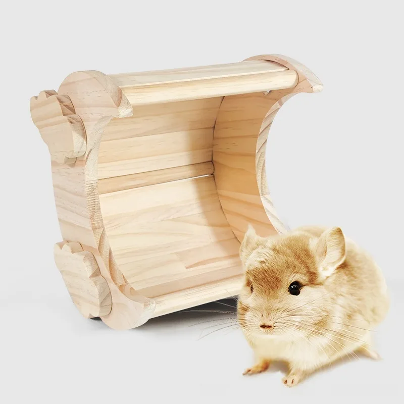 Wooden Chinchilla House Moon Shaped Chinchilla Habitat Hamster Habitat Rabbit Hut For Small Animals Hamsters Chinchillas Bunnies