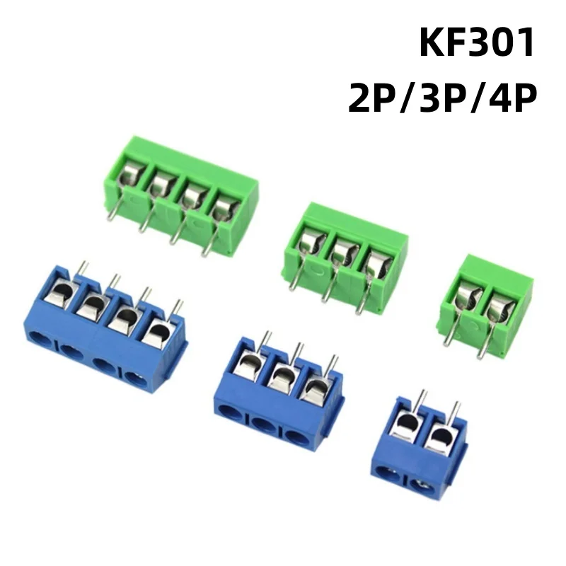 10-50PCS PCB Terminal Block Connector Pitch 5.0mm KF301 Straight Pin 2P 3P Screw PCB Terminal Blocks Connector Assortment Kit