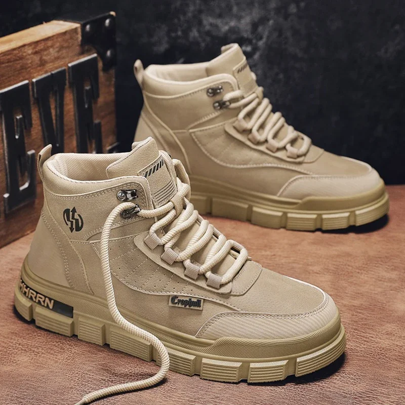 Winter Mens Boots Casual Shoes Leather Ankle Cowboy Combat Tactical Chelsea Hiking Outdoor Sneakers Designer Luxury Tennis image 3