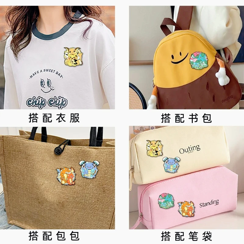4pcs set Cute Anime Bagde Cartoon Game Figures Brooch Lapel Pin Badge on Backpack Clothing Accessories schoolbag clothing Gift