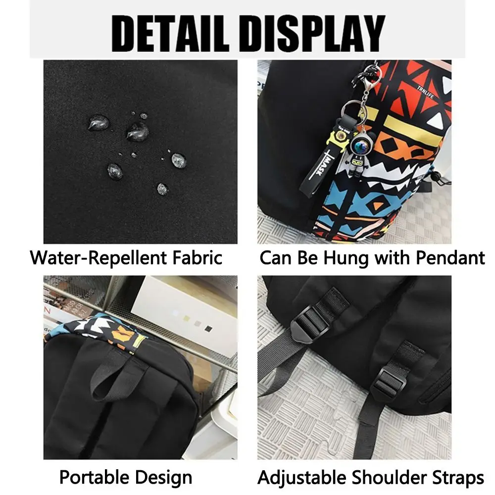 Oxford Fabric Outdoor Travel Bag Multiple Pockets Wear-resistant College Students Backpack Breathable Zipper